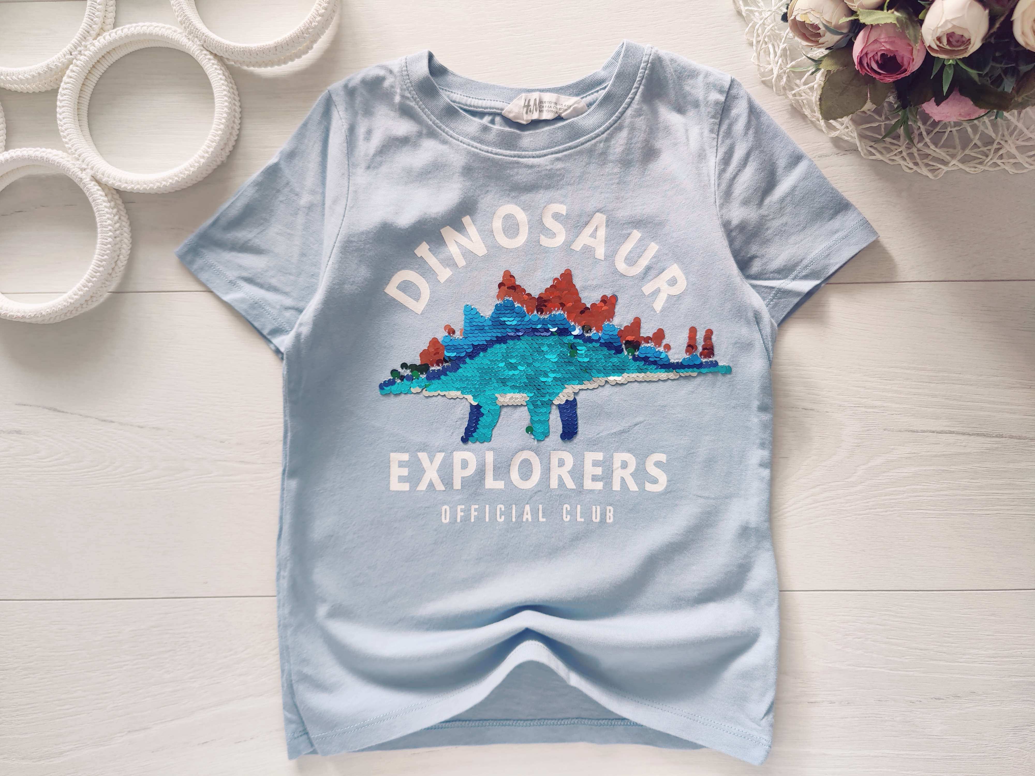 4,6 лет, рост 110,116 Футболка для мальчика с динозавром