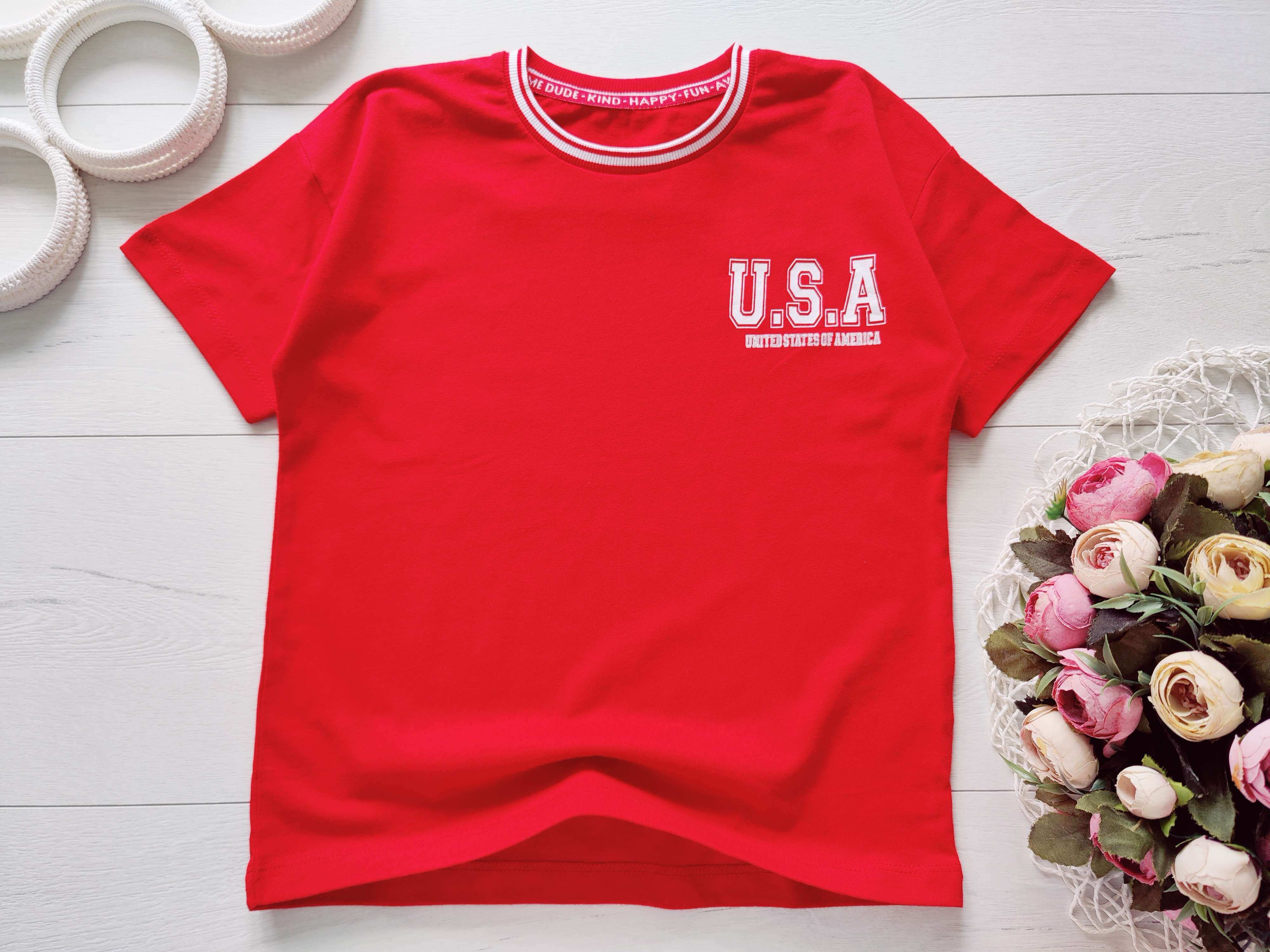 5,6 лет, рост 110,116 Красная футболка