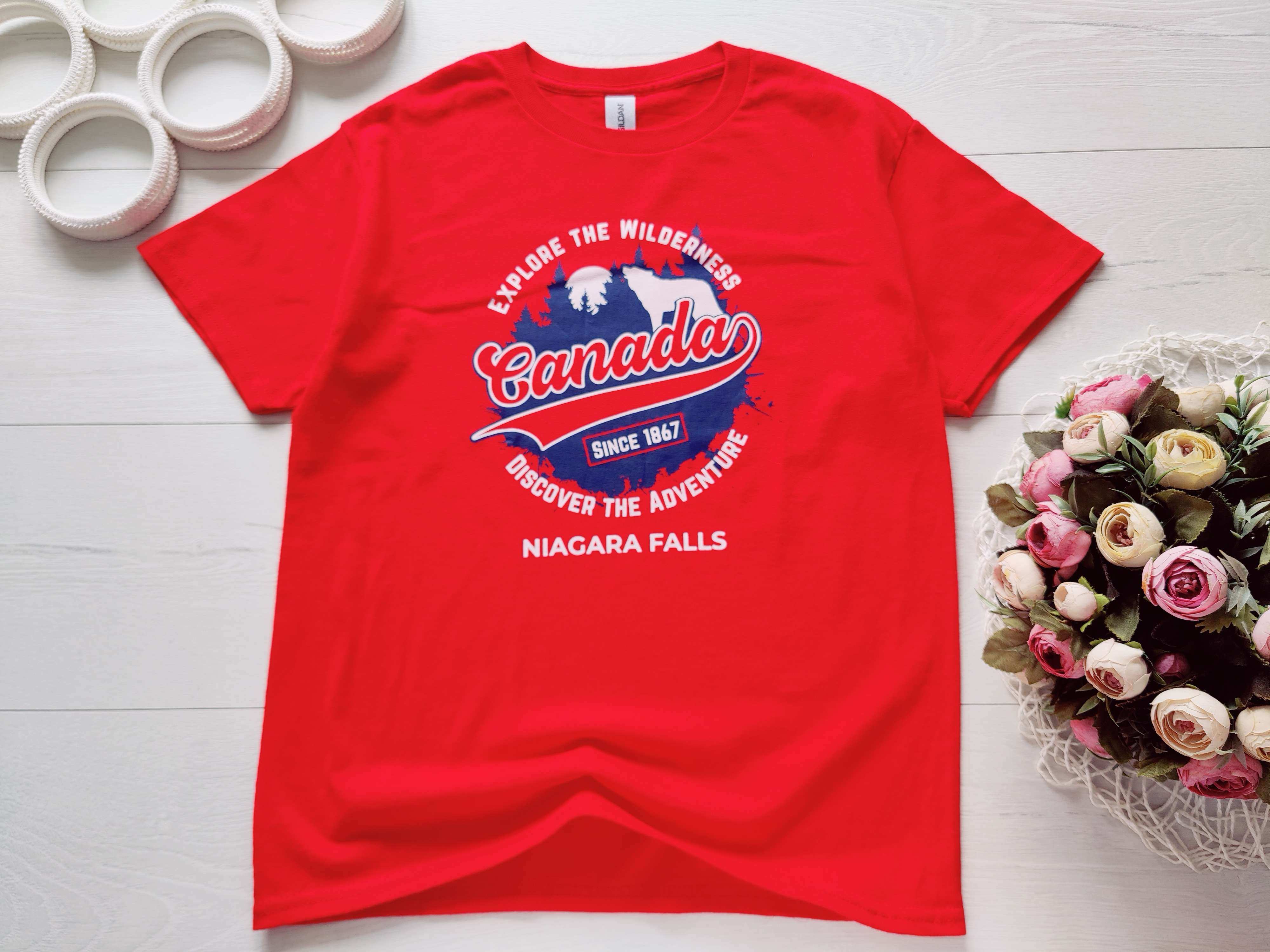 11,12 лет, рост 152 Красная трикотажная футболка с принтом