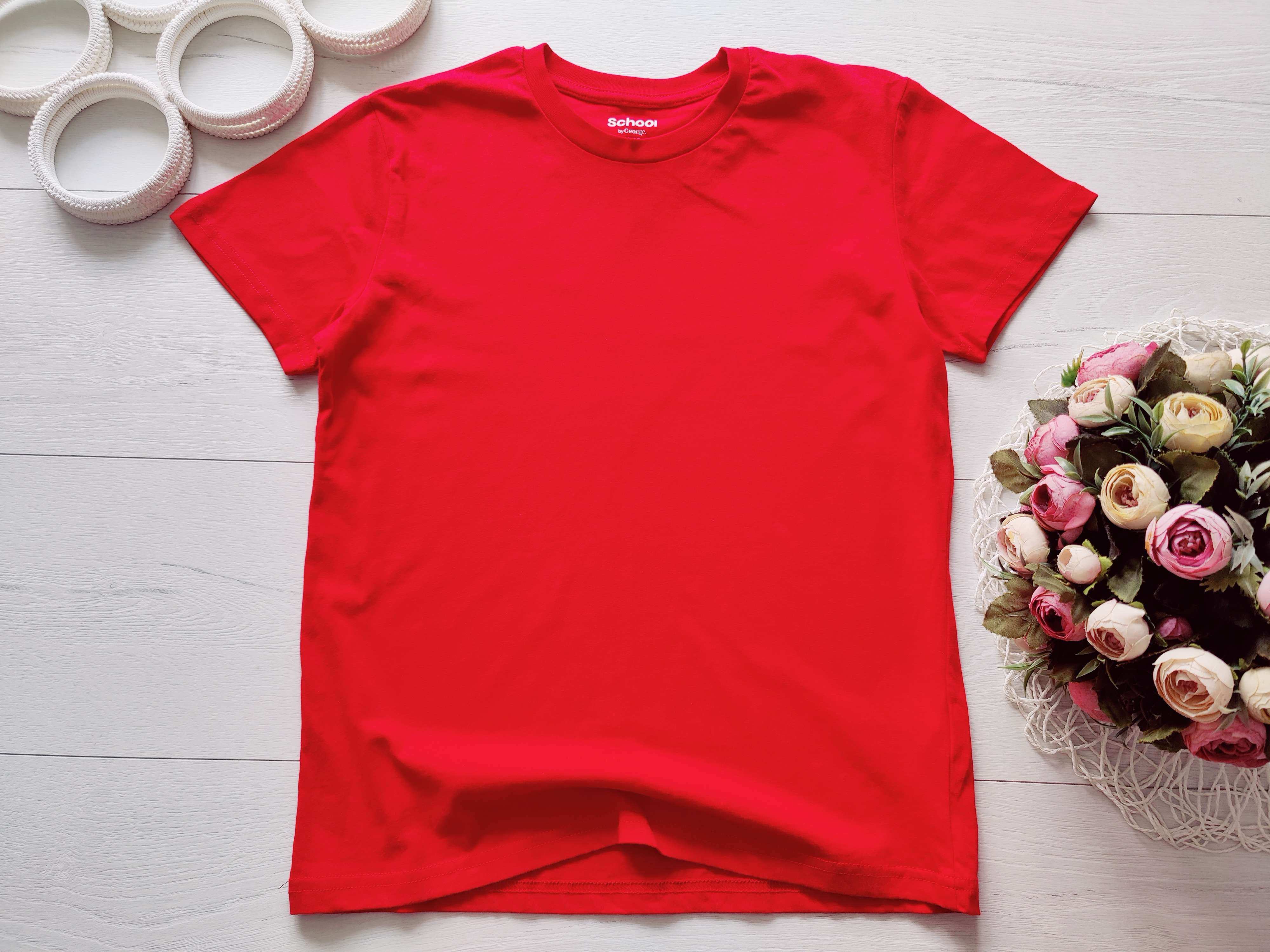 11,12 лет, рост 146,152 Новая красная однотонная трикотажная футболка