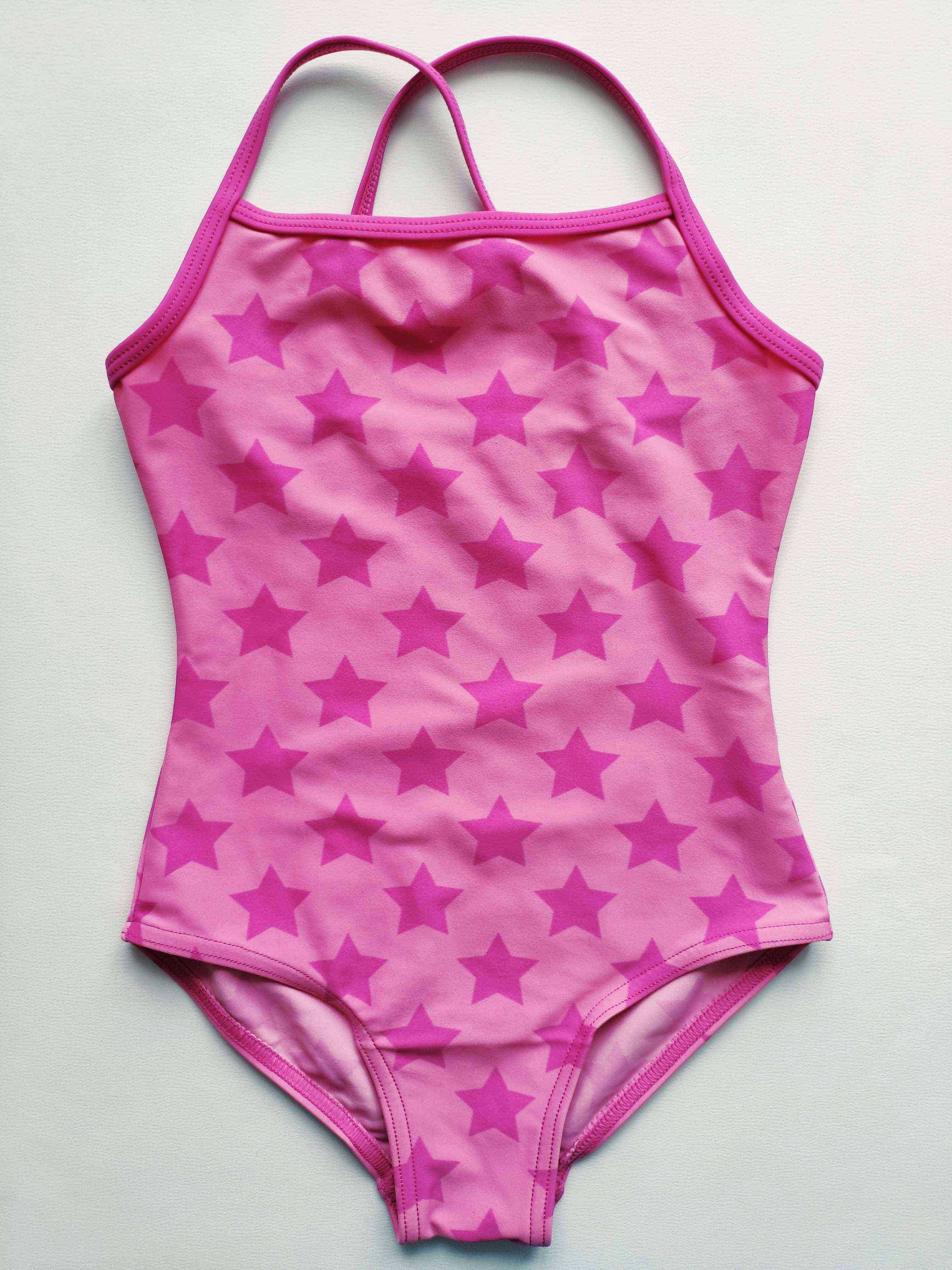 6 лет, рост 116 Розовый купальник в звездочках для девочки
