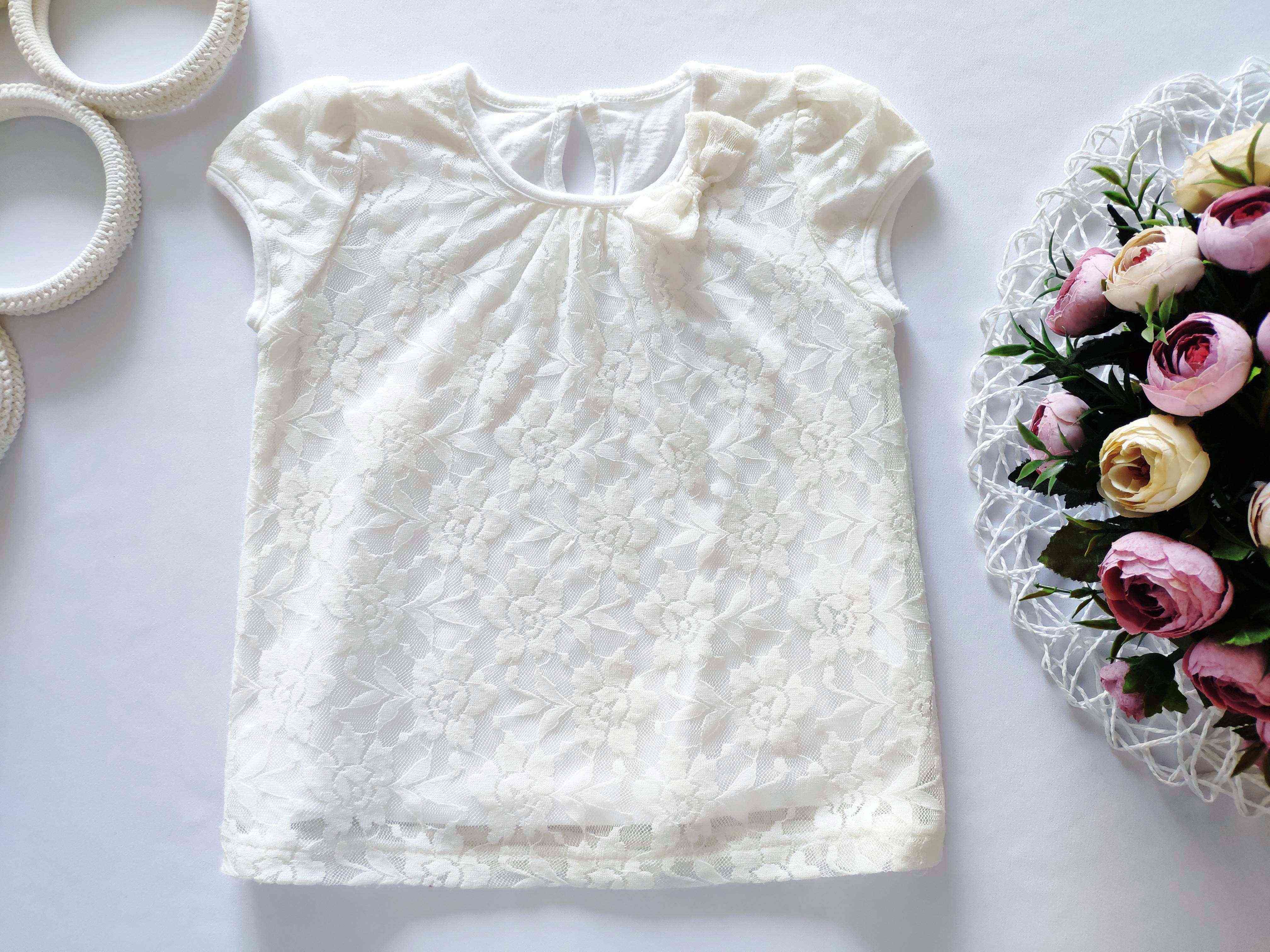 2-3 роки, зріст 92-98 Ажурна футболка для дівчинки