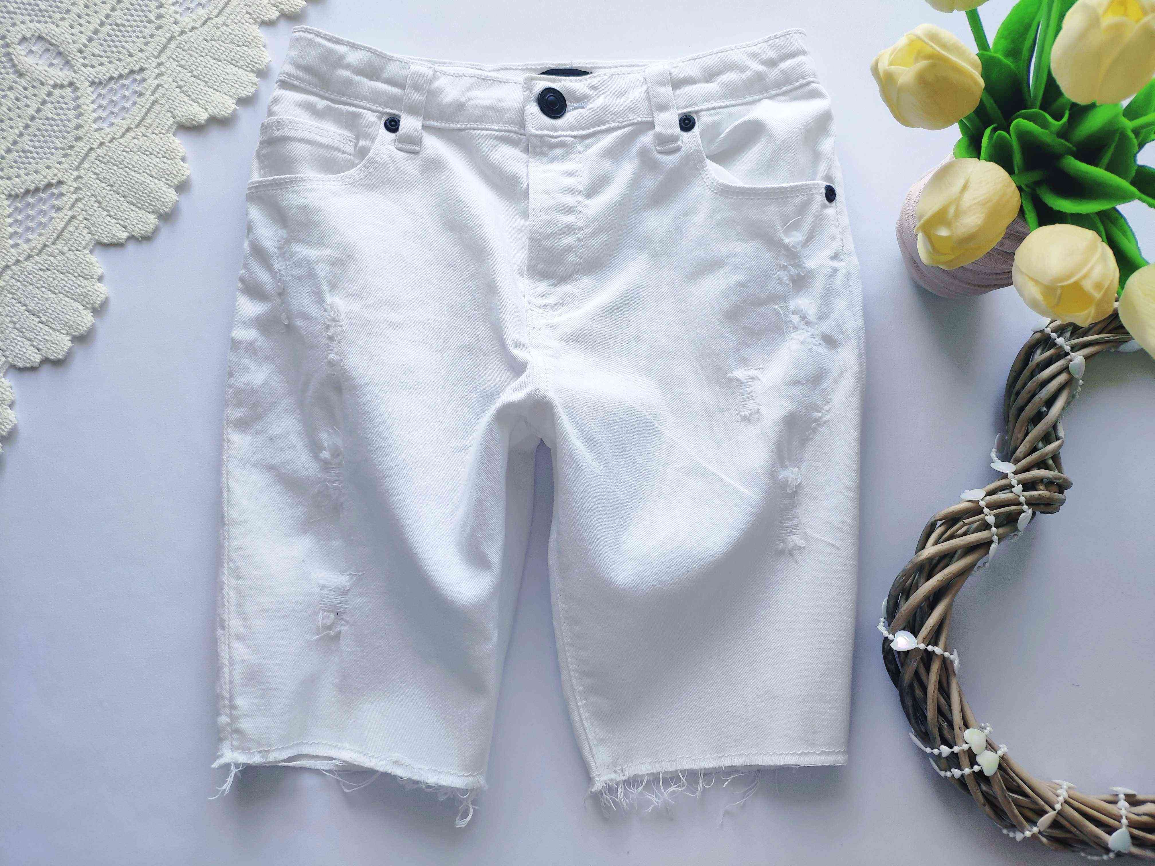 7,8 років, зріст 128 Модні шорти з необробленими краями