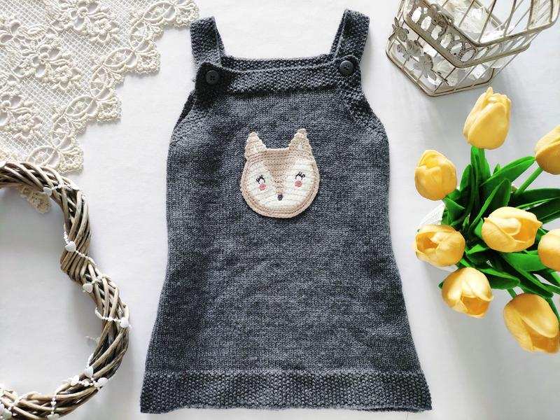 12\18 міс, зріст 86 Теплий в'язаний сарафан