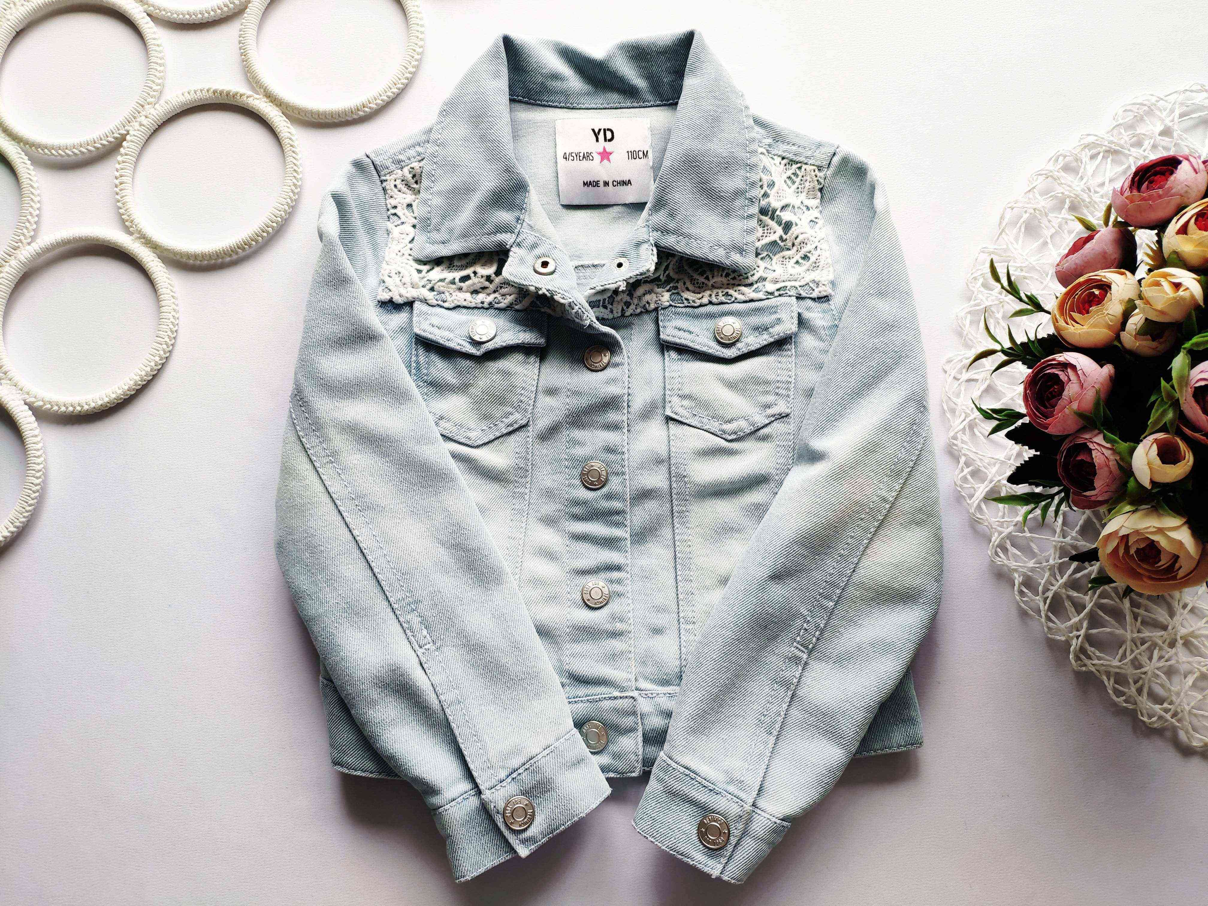 4,5 лет, рост 110 Голубая детская джинсовка