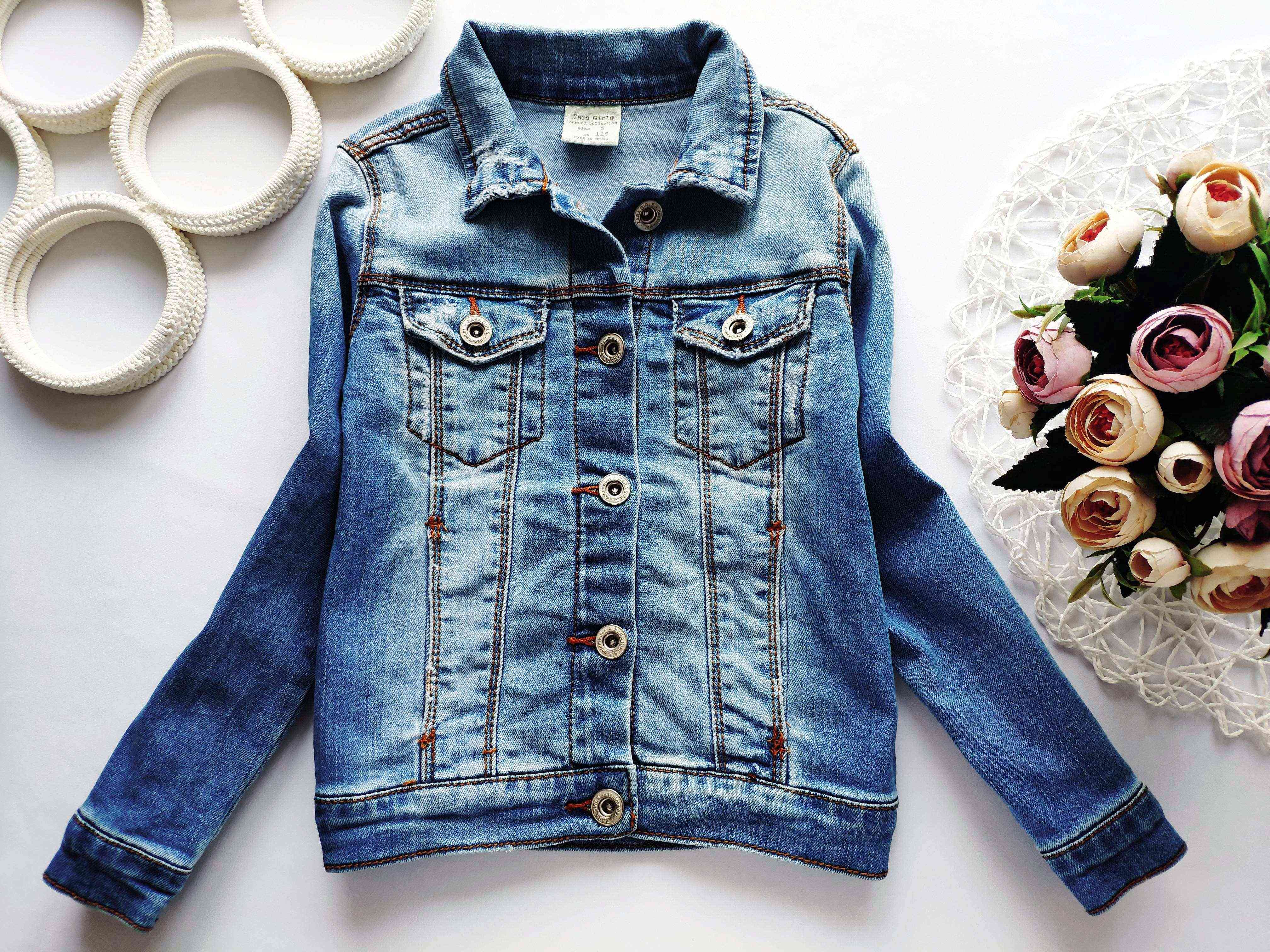 6 лет, рост 116 Стрейчевая джинсовка для девочки