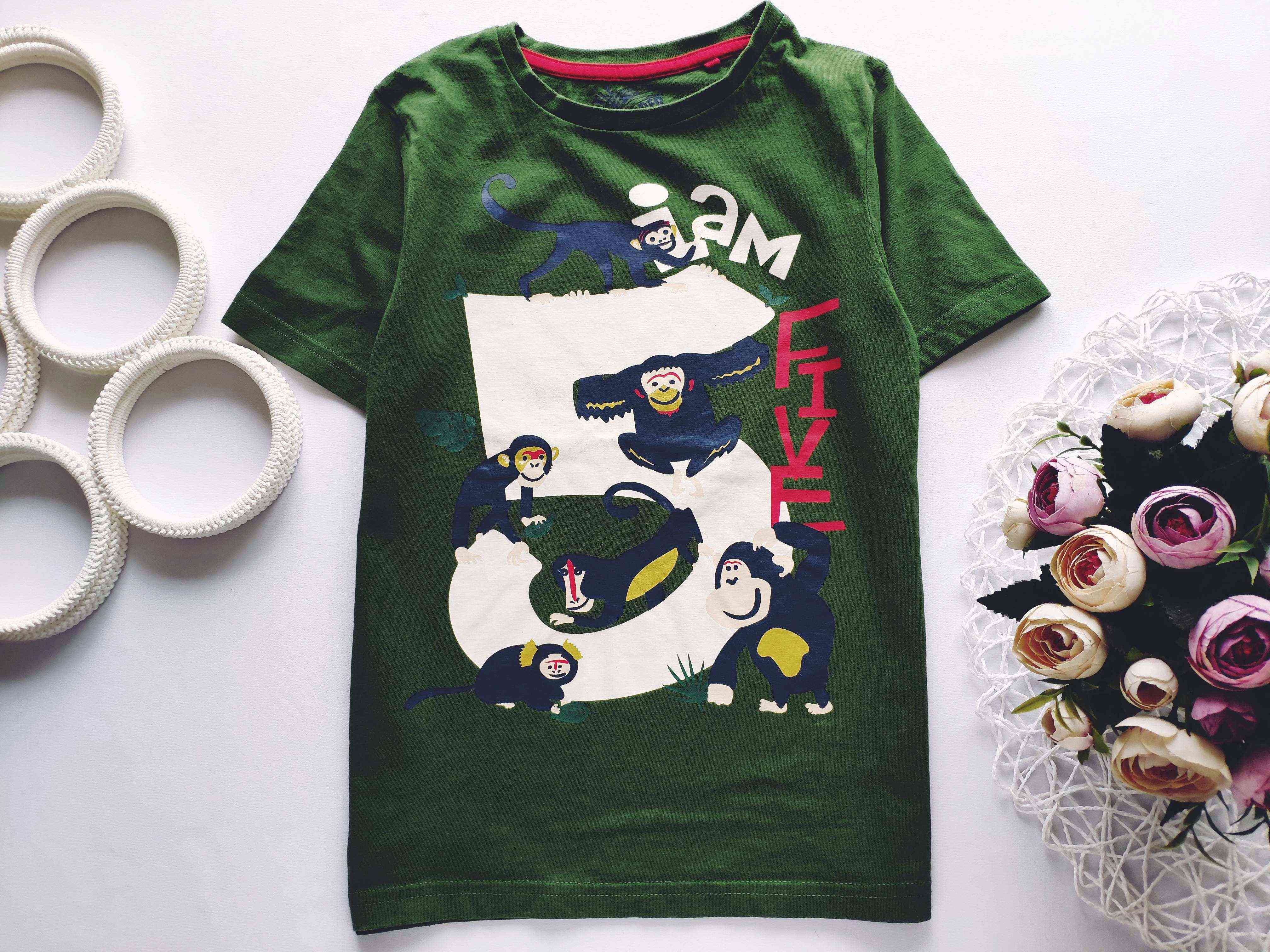 5,6 років, зріст 110,116 Футболка з мавпами