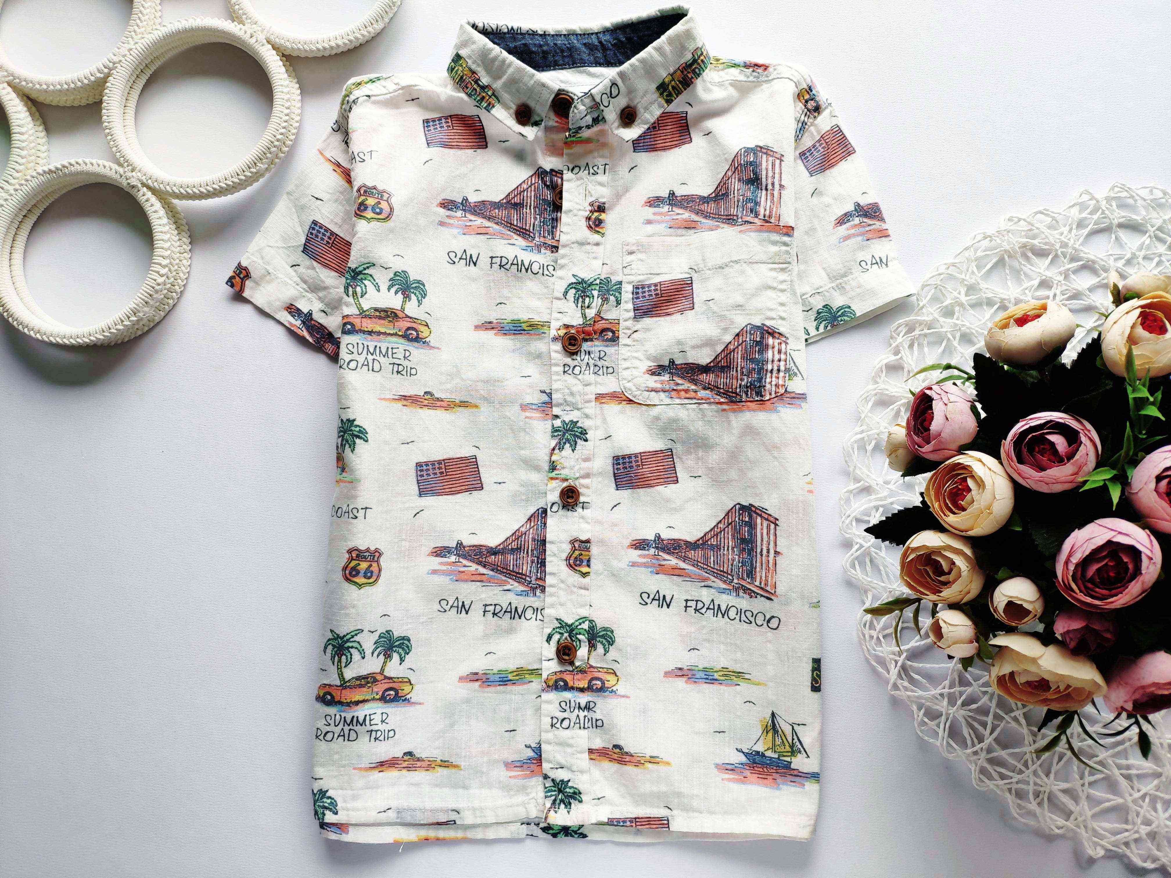 4,5 лет, рост 104,110 Легкая хлопковая рубашка