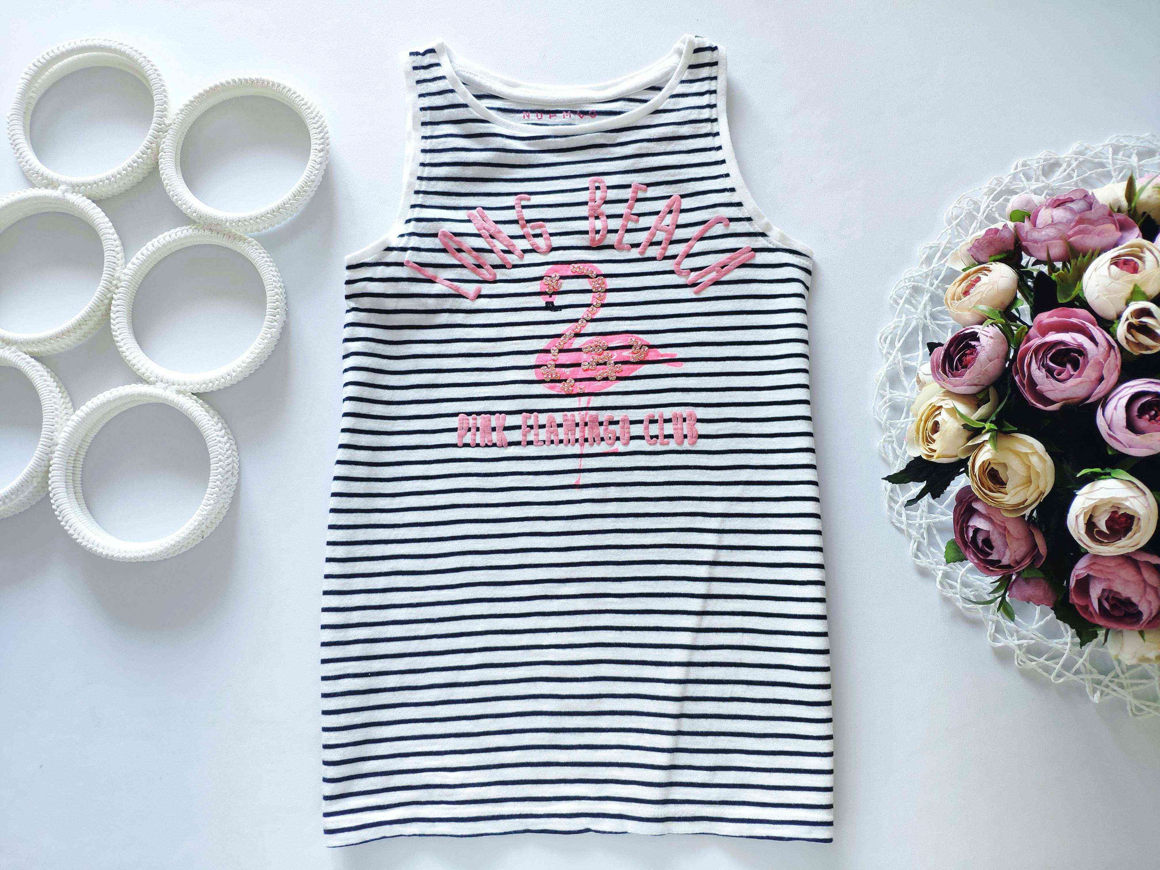 5,6 років, зріст 110,116 Смугаста майка з паєтками