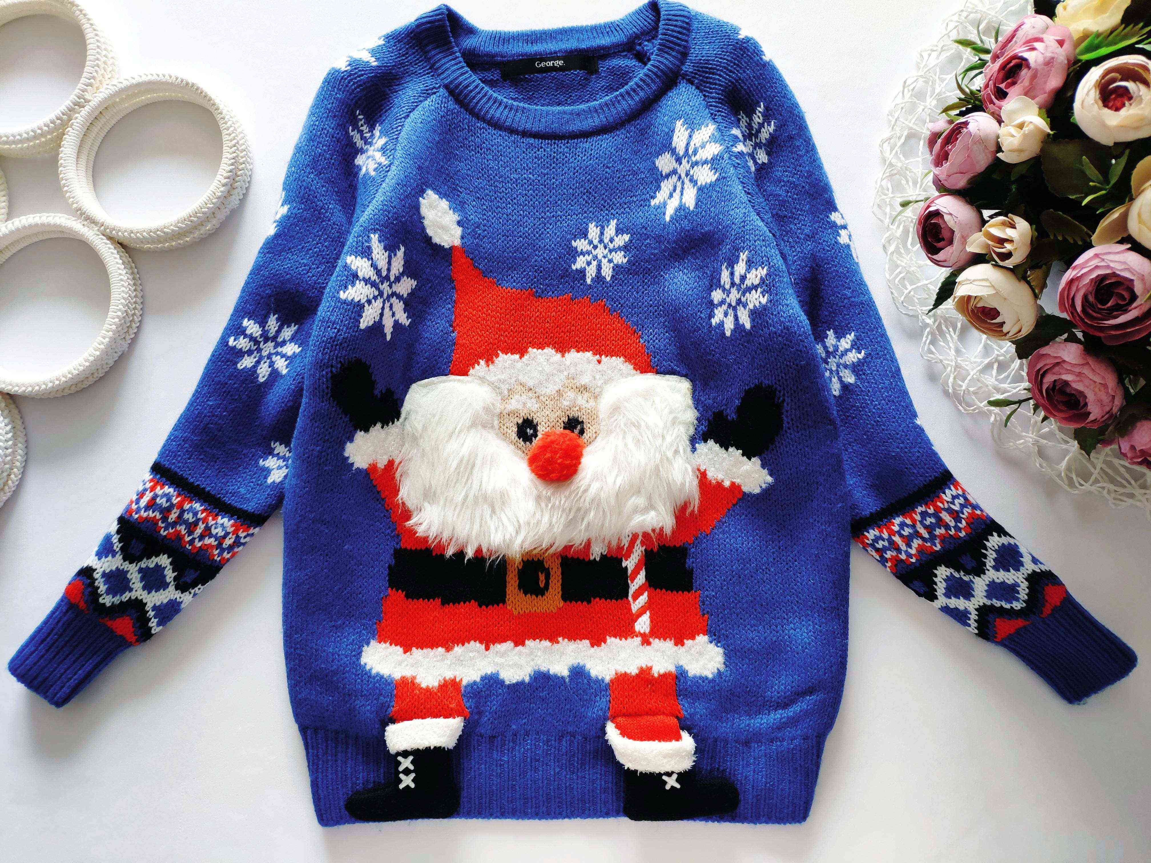 3,4 роки, зріст 98,104 Светр з дід морозом