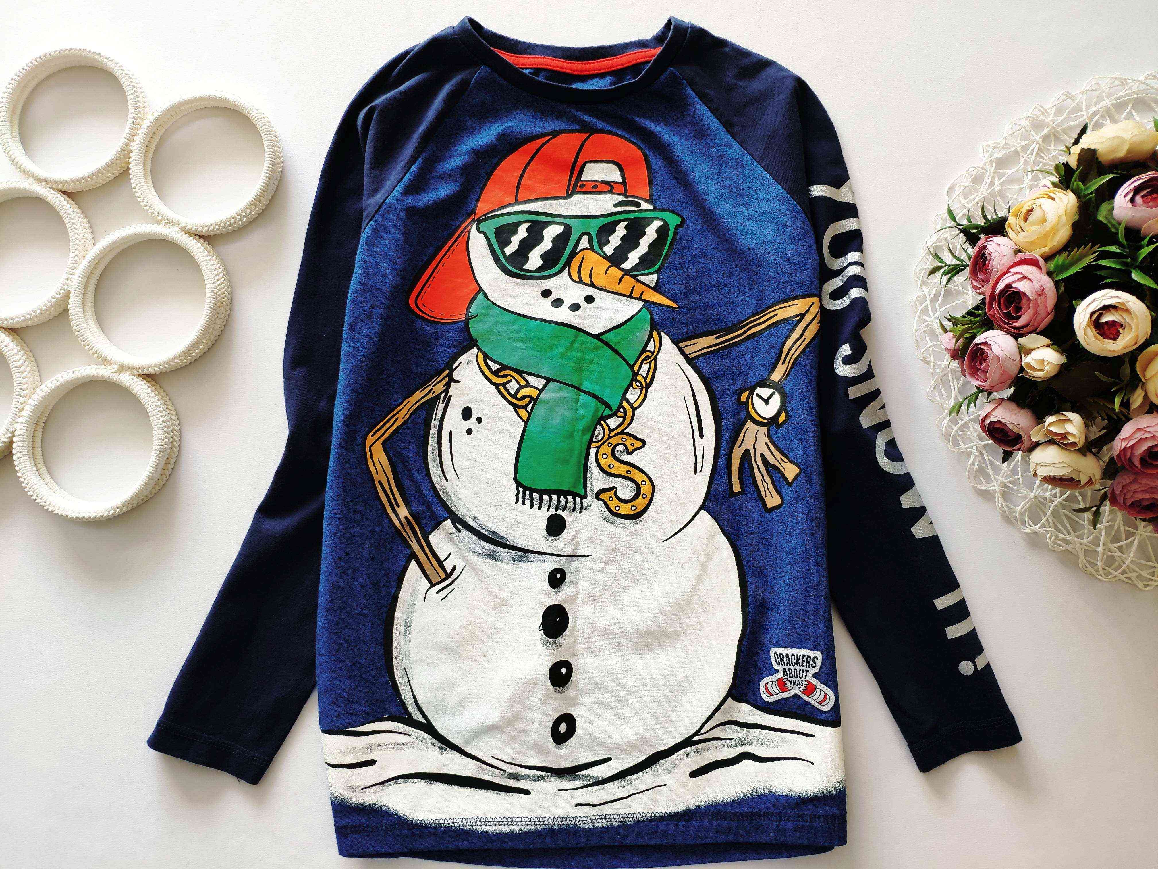 10,12 років, зріст 146,152 Лонгслів зі сніговиком