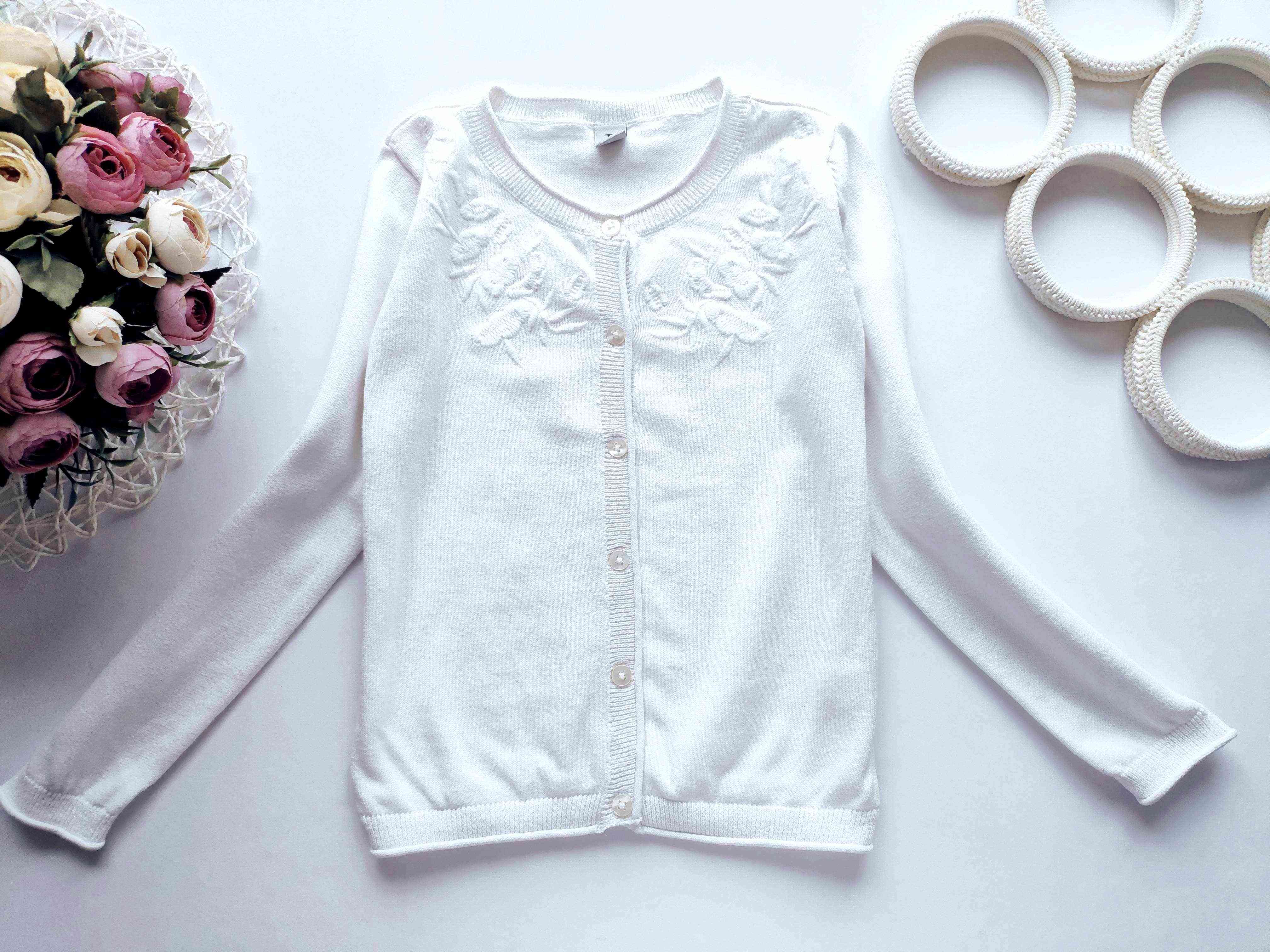 8 років, зріст 128 Біла кофта для дівчинки