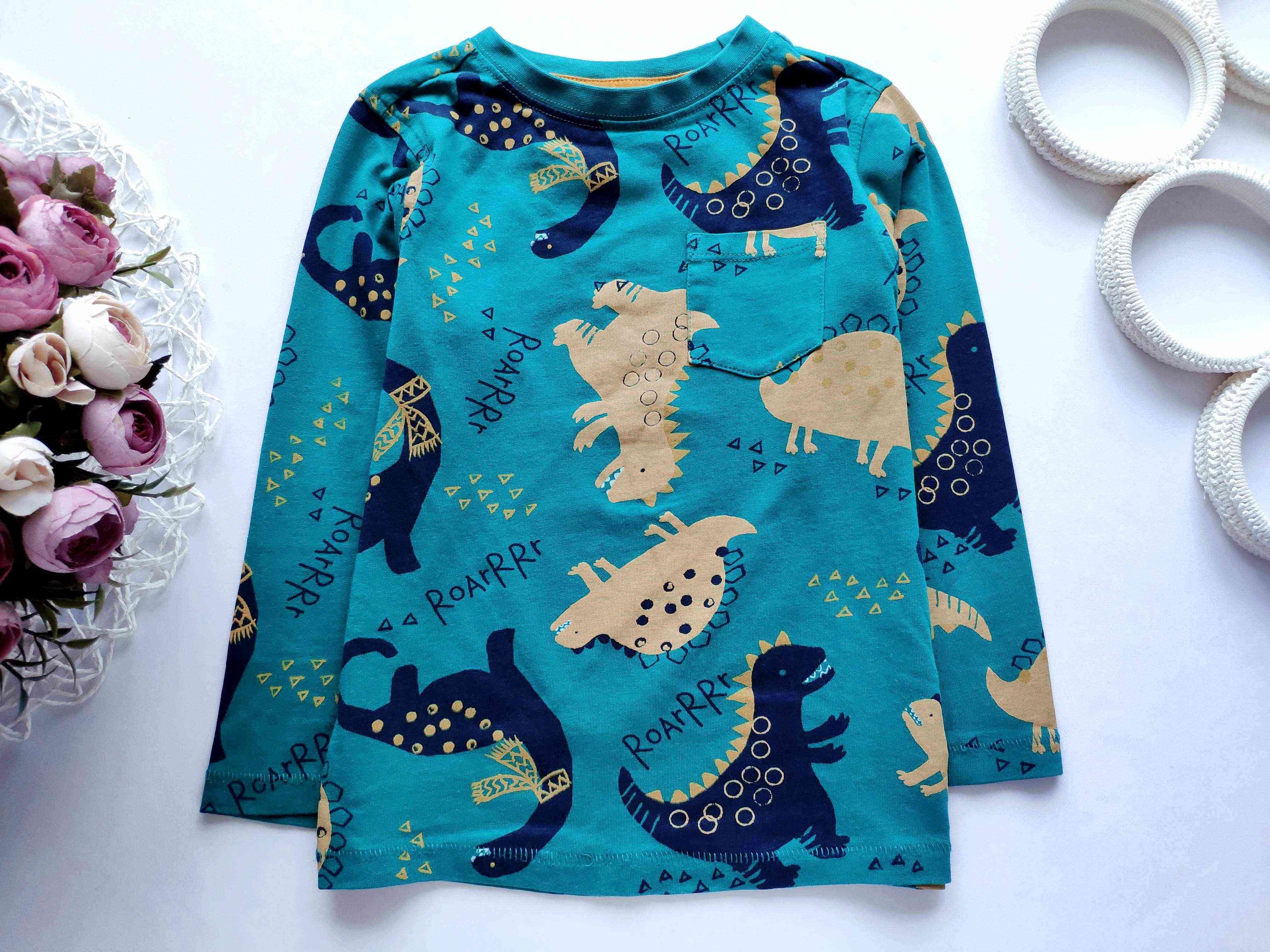 3,4 роки, зріст 104 Лонгслів з динозаврами