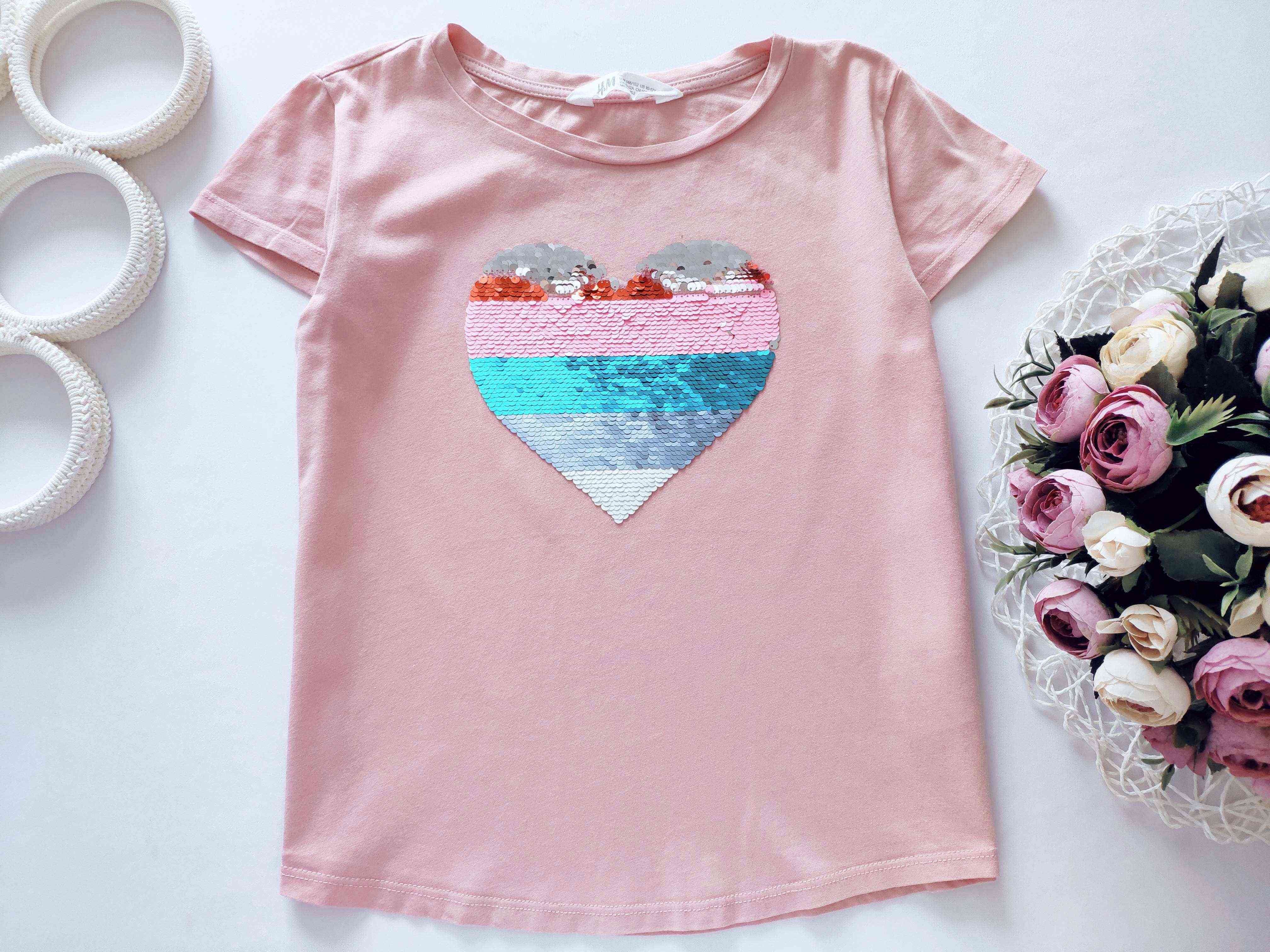 10,12 років, зріст 146,152 Футболка з паєтками серце