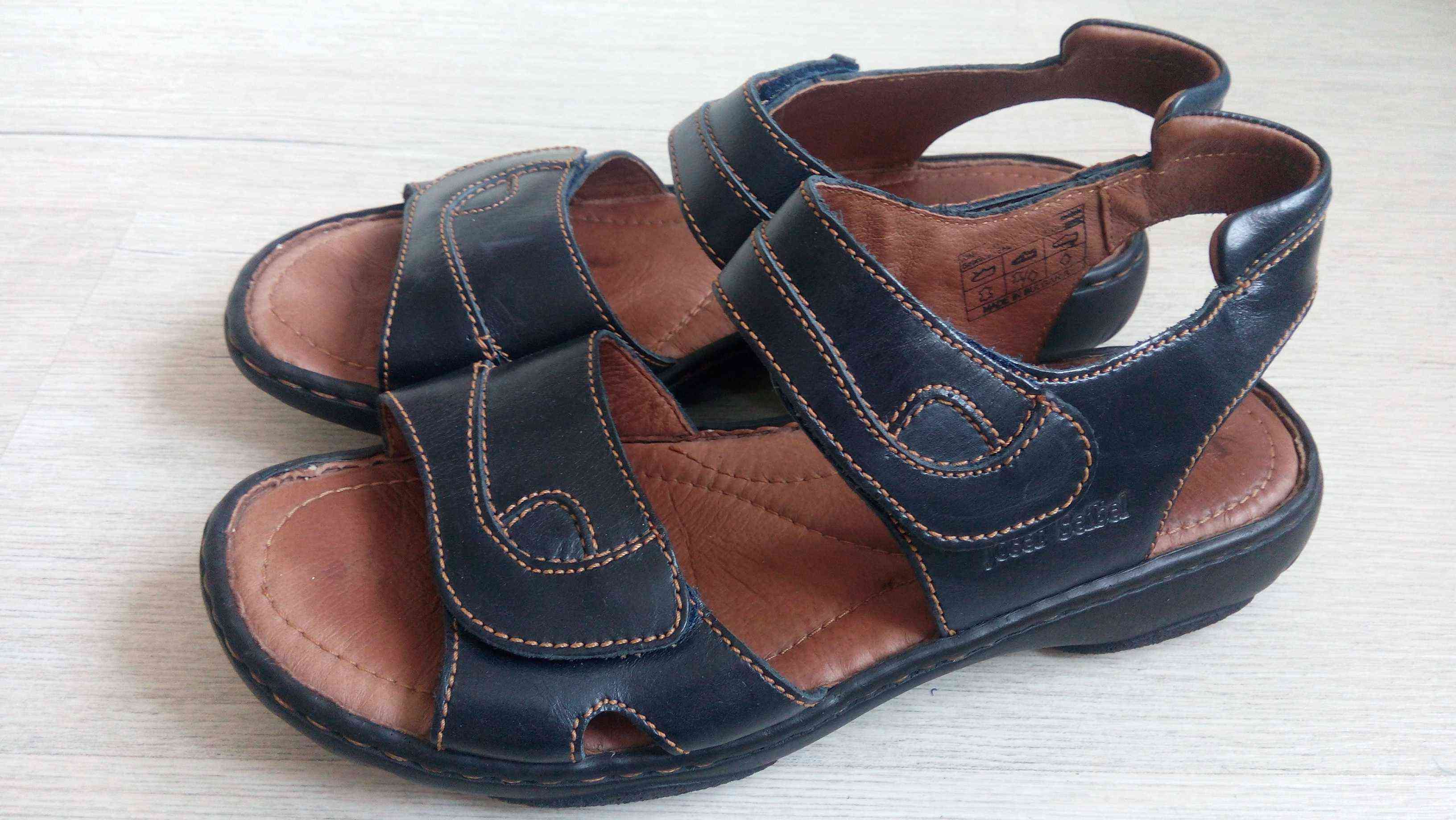 38 (25см) Josef Seibel Шкіра Шкіряні жіночі босоніжки на низькому ходу