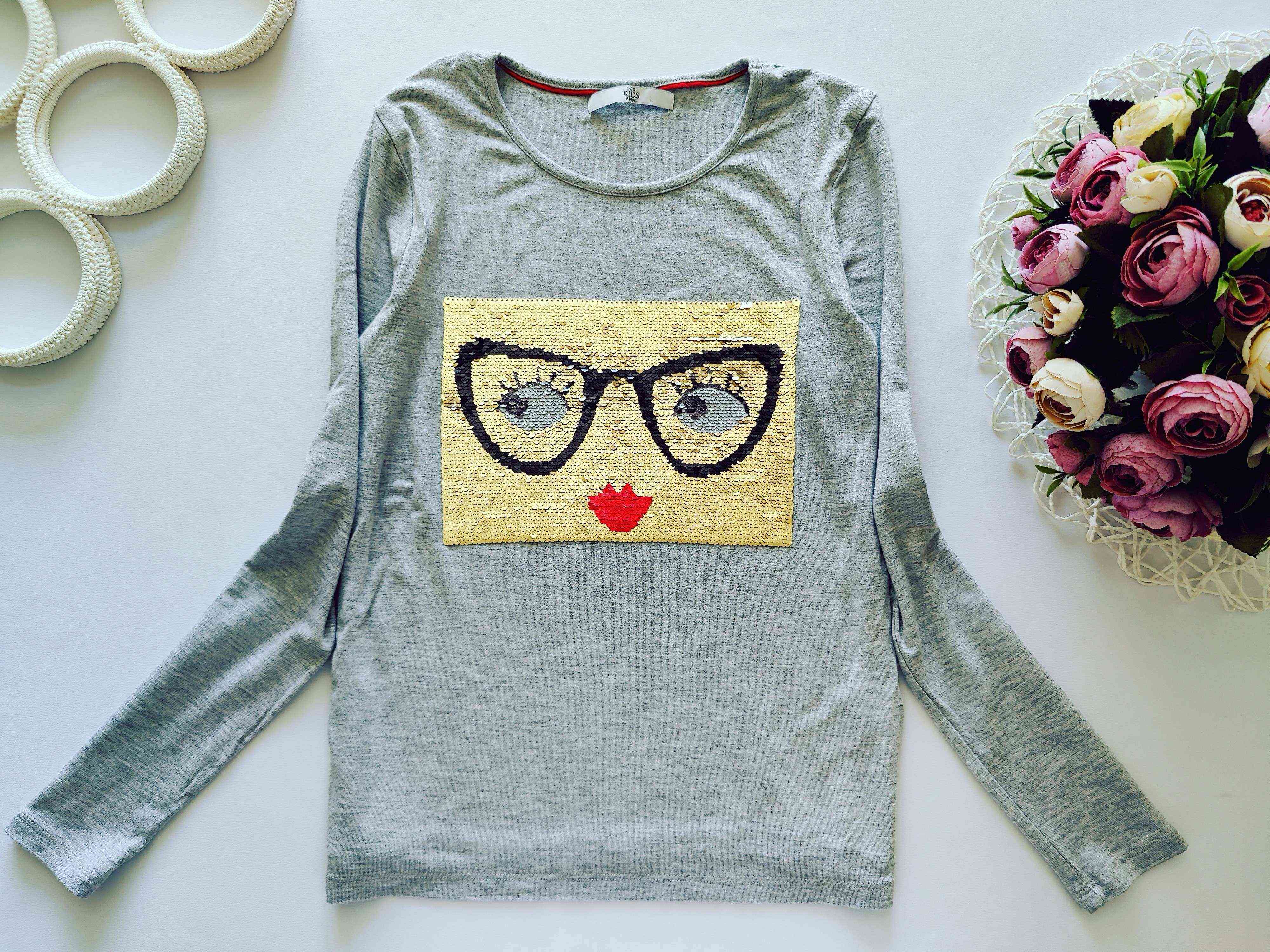 9,10 років, зріст 140 Лонгслів з паєтками