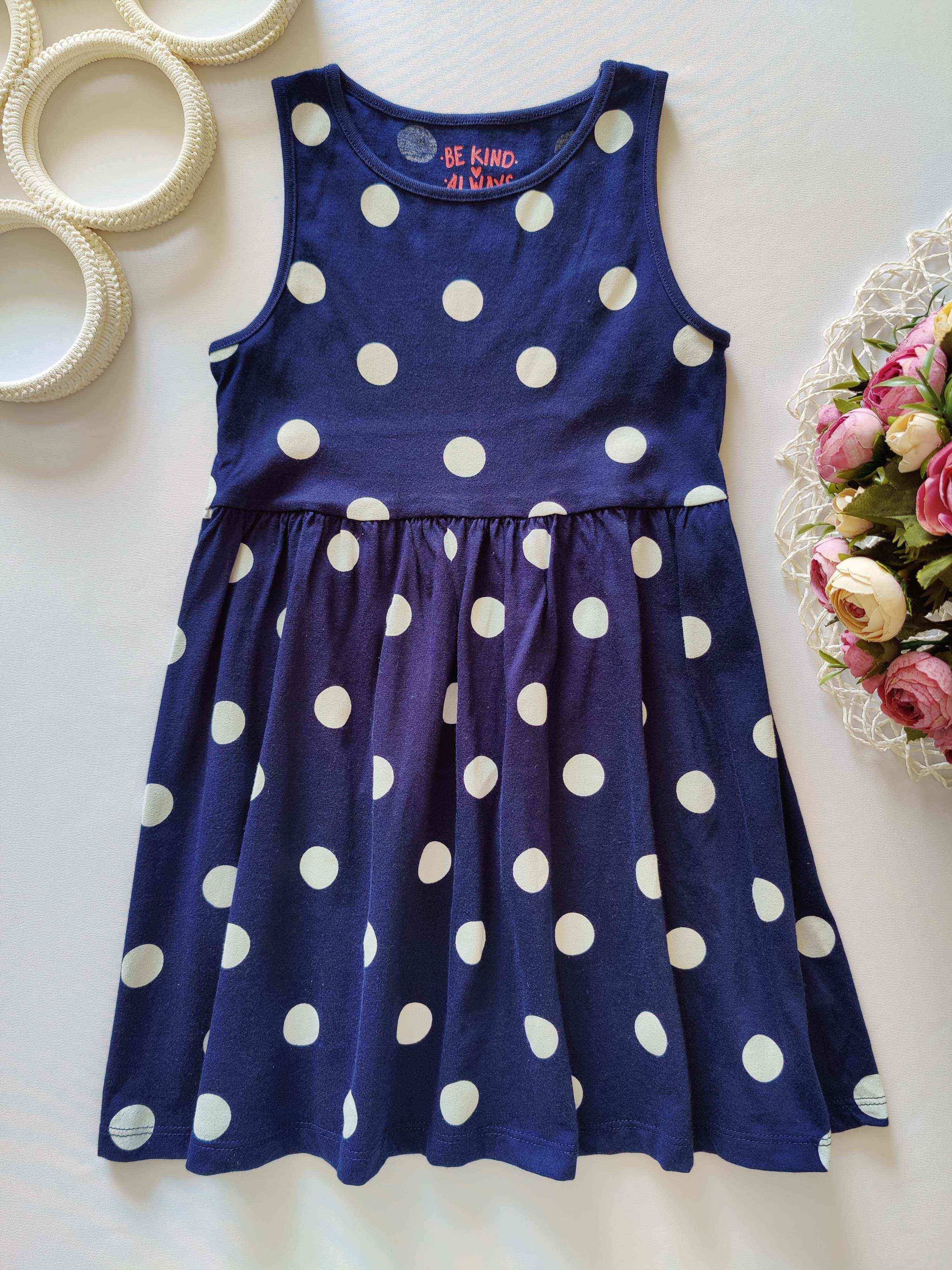 5,6 років, зріст 116 Синя сукня в горох