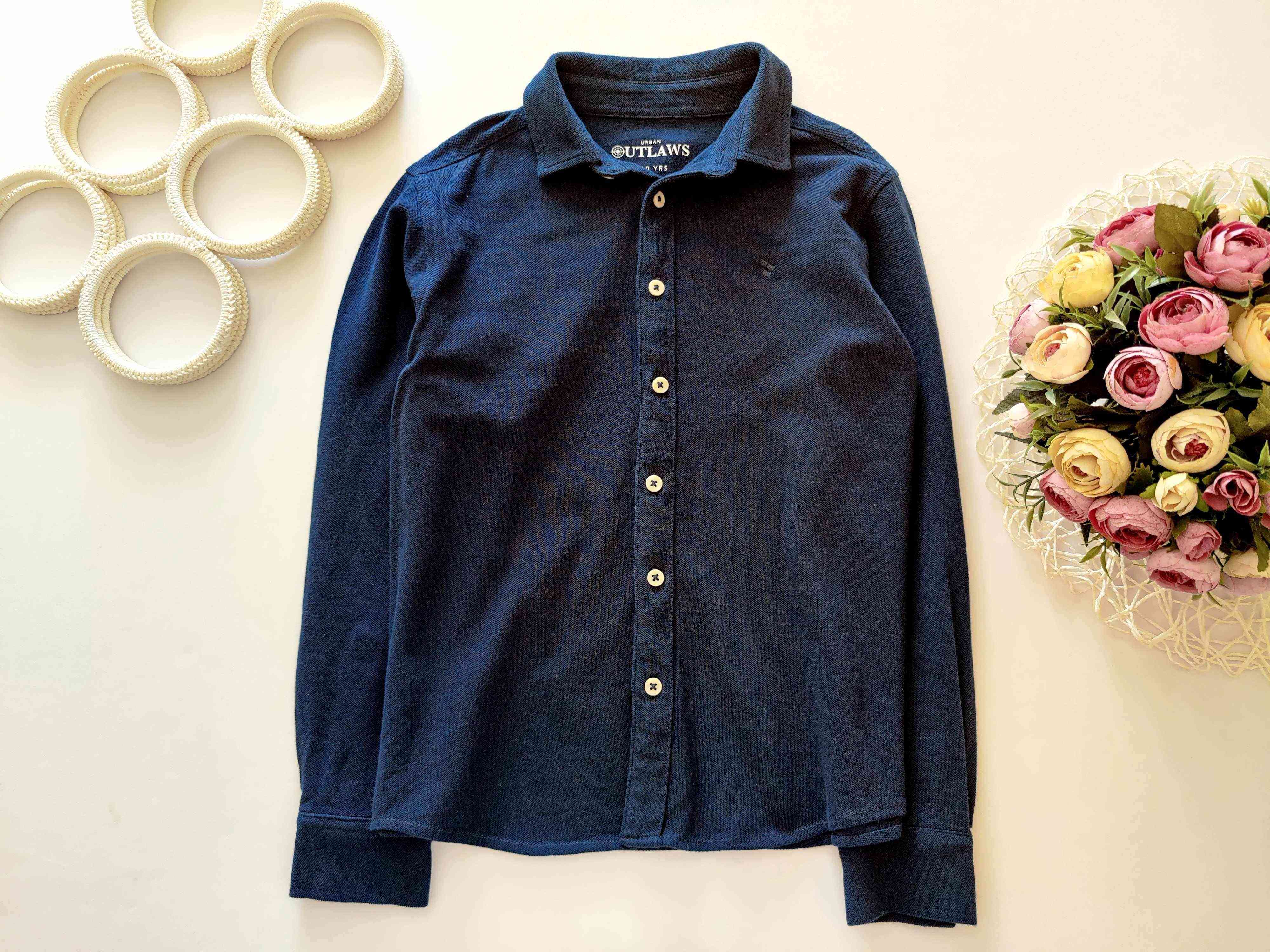 9,10 років, зріст 134,140 Фактурна синя сорочка