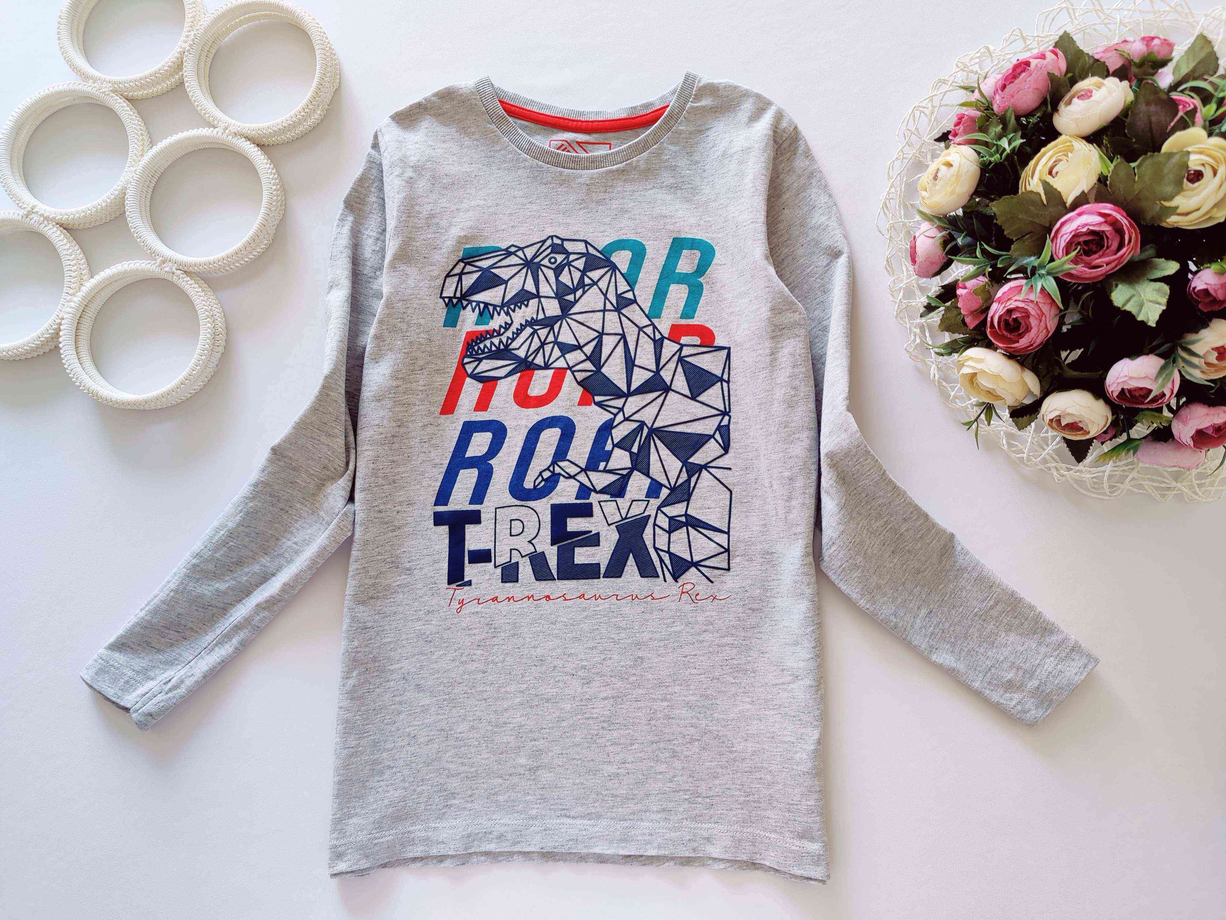 9 років, зріст 134 Лонгслів з 3D динозавром