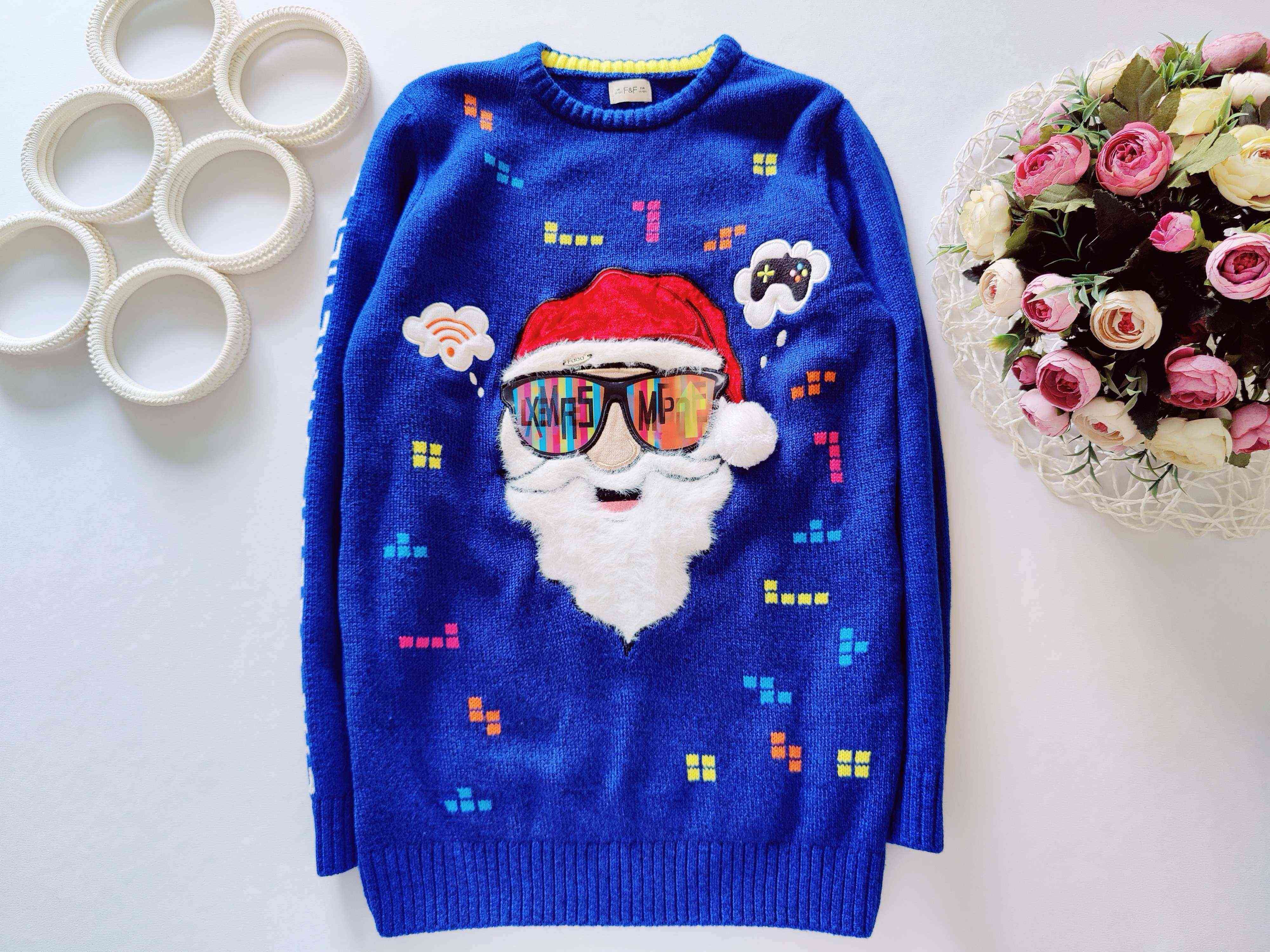 11,12 років, зріст 152 Крутий светр із дід морозом