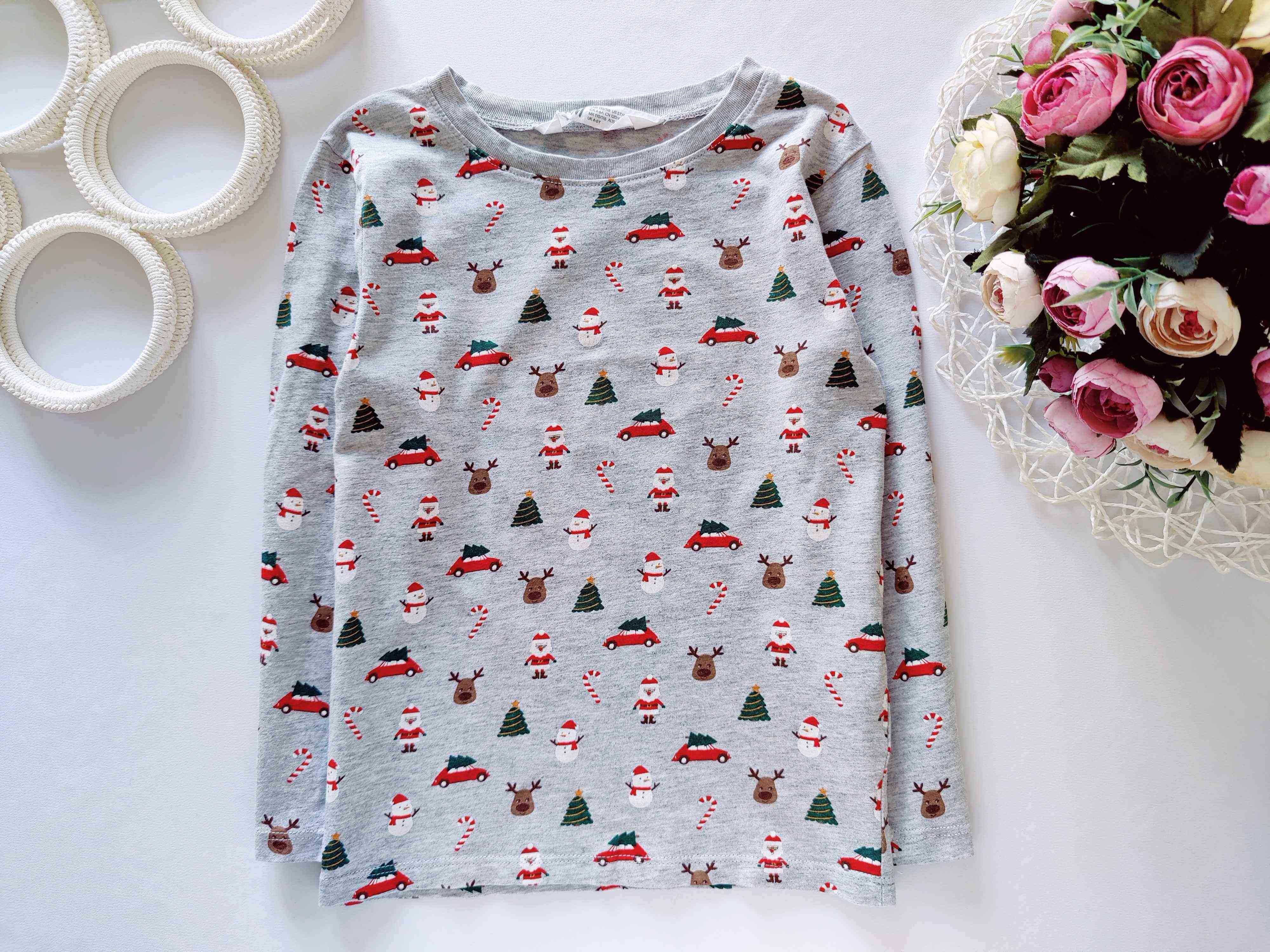 4,6 років, зріст 110,116 Новорічний лонгслів з дід морозами