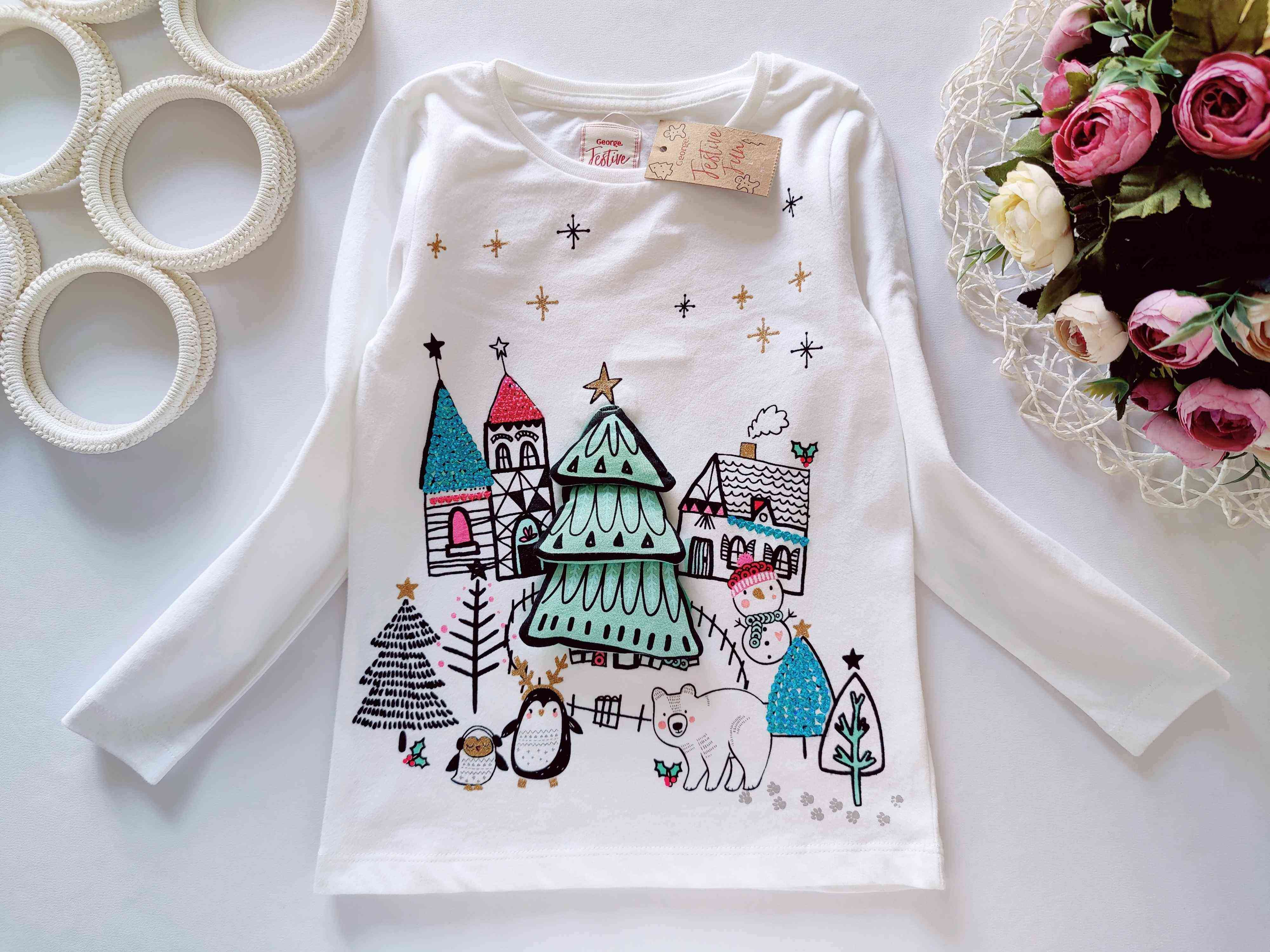 4,5 років, зріст 104,110 Новий новорічний лонгслів з 3D ялинкою