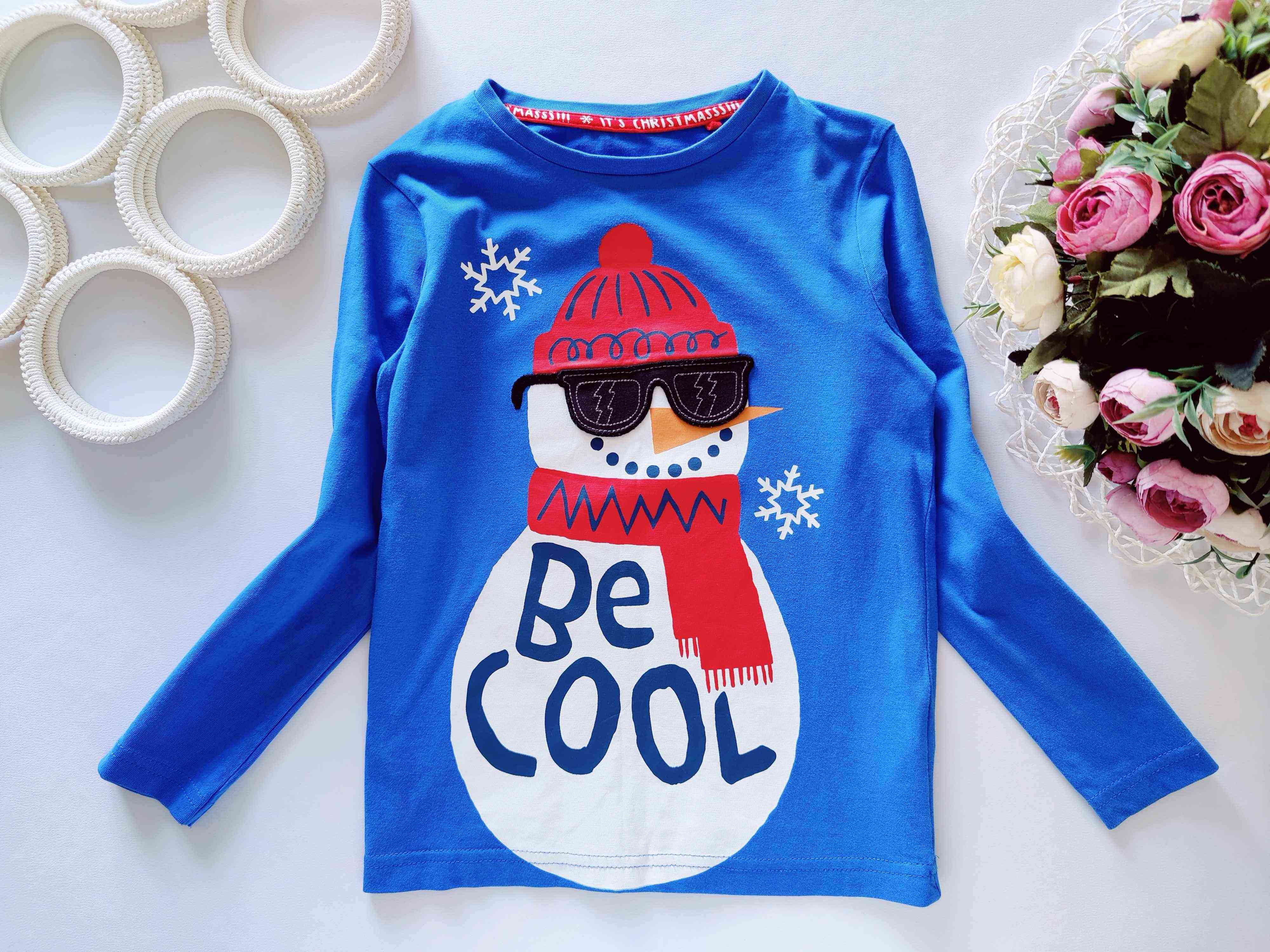 4,5 років, зріст 104,110 Новорічний лонгслів сніговик