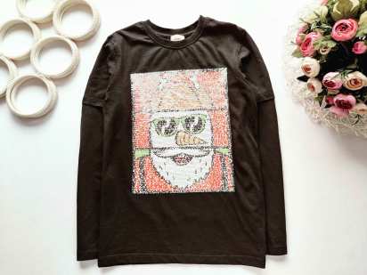 9,10 років, зріст 134,140 Новорічний лонгслів з паєтками