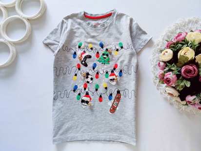 6 років, зріст 116 Новорічна футболка з дзвіночками