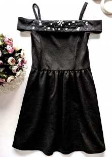 11,12 лет, рост 152 Нарядное черное платье