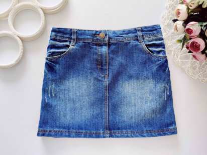 9,10 років, зріст 140 Джинсова спідниця із потертостями