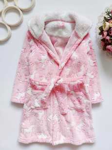 5,6 лет, рост 110,116 Махровый халат в единорогах