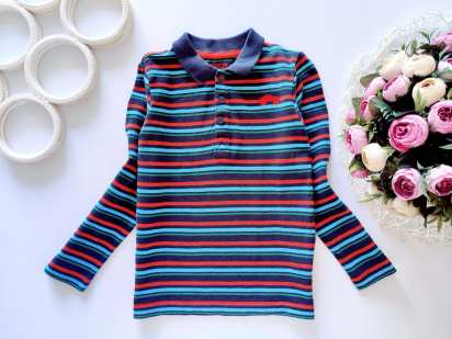 5,6 лет, рост 116 Полосатое поло с машинкой