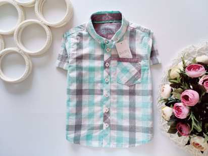 18,24 мес, рост 92 Новая детская рубашка в клетку