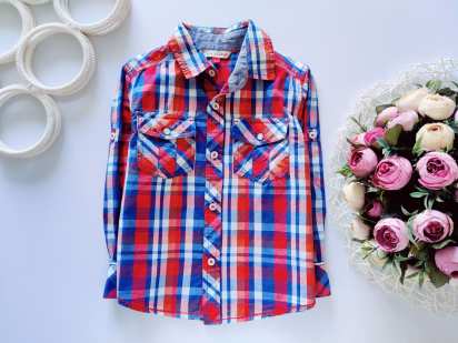 3 года, рост 98 Красивая рубашка в клетку
