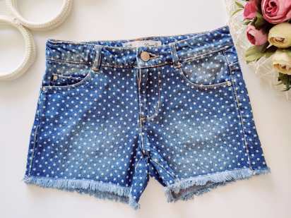 8,9 років, зріст 134 Джинсові шорти у горошок