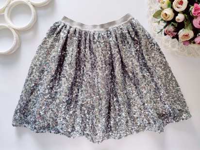 9,10 років, зріст 135,140 Ошатна срібляста дитяча спідниця