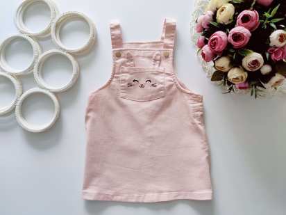 12,18 мес, рост 86 Стрейчевый пудровый сарафан для девочки