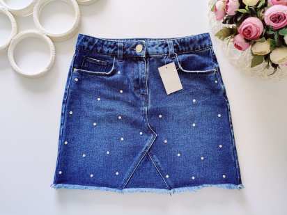 9 років, зріст 134 Нова дитяча джинсова спідниця у стразах