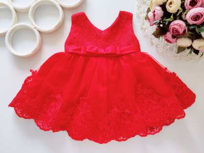 6 міс, зріст 74 Ошатне червоне дитяче плаття