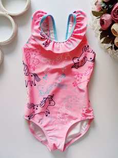 5,6 лет, рост 110,116 Яркий купальник в единорогах