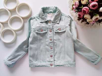 4,5 лет, рост 104,110 Мятная детская джинсовка
