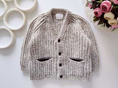 9,12 міс, зріст 80 В'язаний кардиган для хлопчика