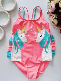 6,7 років, зріст 122 Яскравий купальник у єдинорогах