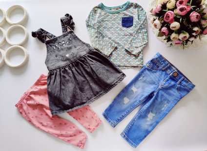 6,9 мес, рост 68,74 Реглан, джинсы и сарафан