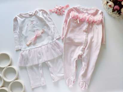 9 міс Комплект красивих ошатних чоловічків для дівчинки з пов'язками