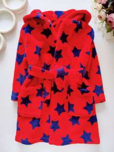 1,5,2 года, рост 86,92 Теплый халат в звездах