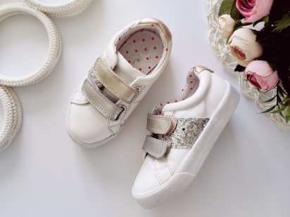 26 (16 см) Білі шкіряні кросівки для дівчинки