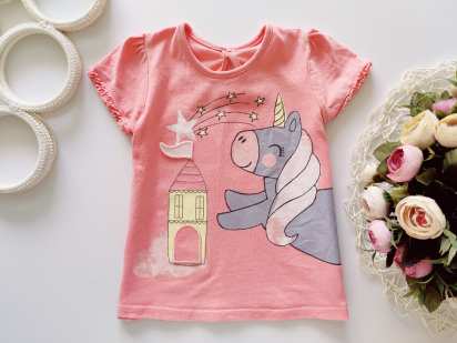 12,18 мес, рост 80,86 Футболка с блестящим единорогом