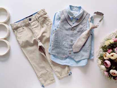 12,18 міс, зріст 86 Ошатний костюм для хлопчика з краваткою